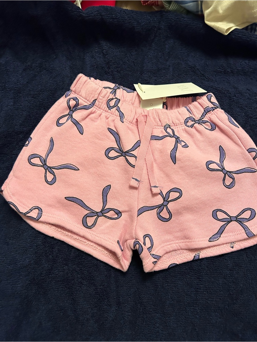 Zara Pink Shorts with purple Bow Print